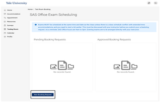 Screenshot of Accommodate system with "New Booking Request" circled.