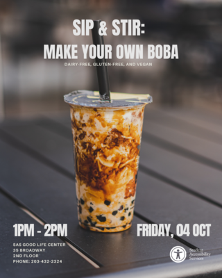 Make your own boba event on Friday, 4th October, 2024, 1 to 2pm.